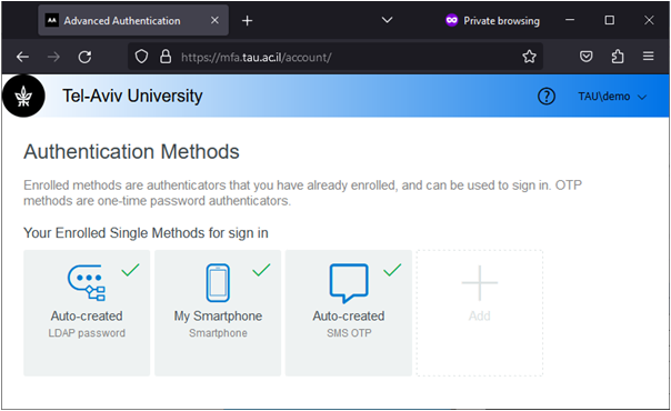 צילום מסך - רישום ל-MFA התחברות למחשב